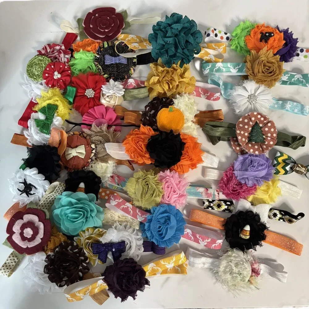Baby Toddler Headband Hairbow LOT 50+ Holidays Everyday Colorful Elastic